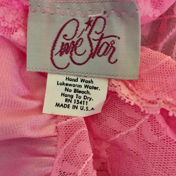 Cine Star Nightgown Vintage 70s Pink Lace Medium - Picture 5 of 7